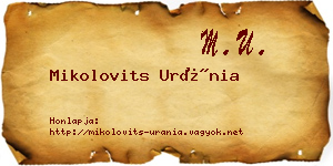 Mikolovits Uránia névjegykártya